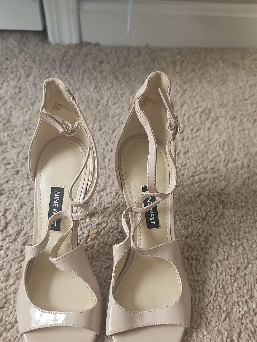 Nine West Giaa Blush Patent T-Strap Heels
